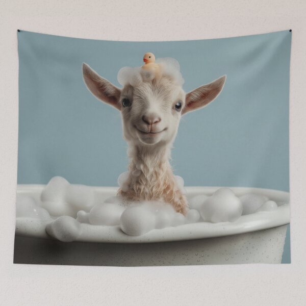 Item preview, Baby Goat Bubble Bath Cute Nursery Bathroom Wall Art designed and sold by LazyOwlStore.