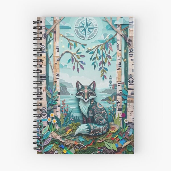 Item preview, Mystical Nordic Fox Birches Forest Coastal Lighthouse Art designed and sold by GrinGalore.