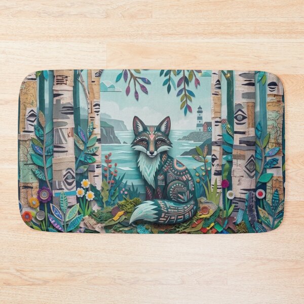 Item preview, Mystical Nordic Fox Birches Forest Coastal Lighthouse Art designed and sold by GrinGalore.