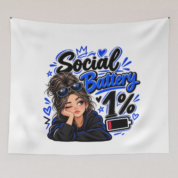 Item preview, Messy Bun Girl Social Battery 1 Percent Cute Introvert T-Shirt designed and sold by Shuvra Gain.