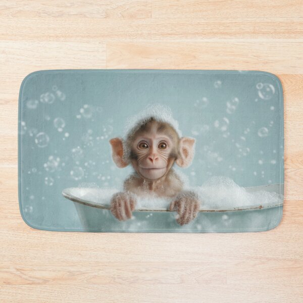 Item preview, Baby Monkey Bubble Bath Cute Nursery Bathroom Wall Art designed and sold by LazyOwlStore.