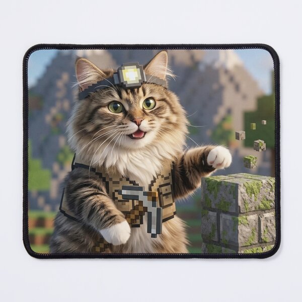 Item preview, KAM KAM The Voxel Explorer Realistic Gamer Cat Art designed and sold by PetalsPaws.