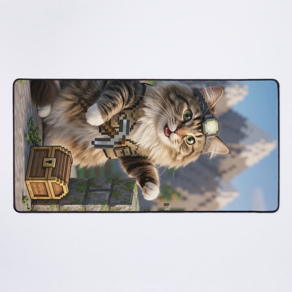Item preview, KAM KAM The Voxel Explorer Realistic Gamer Cat Art designed and sold by PetalsPaws.