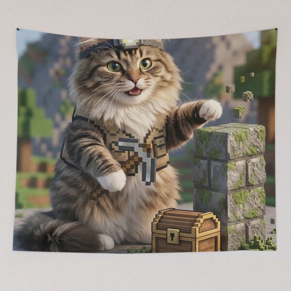 Item preview, KAM KAM The Voxel Explorer Realistic Gamer Cat Art designed and sold by PetalsPaws.