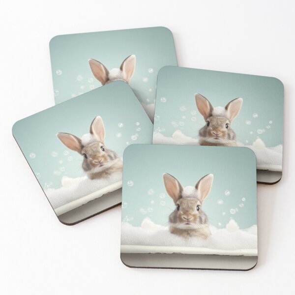 Item preview, Baby Rabbit Bubble Bath Cute Nursery Bathroom Wall Art designed and sold by LazyOwlStore.