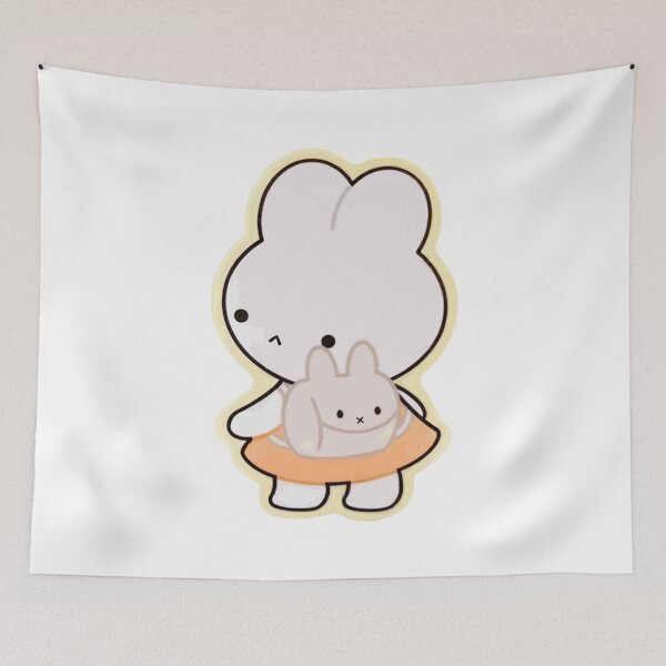 Item preview, Cute Bunny Hugging Baby Bunny Kawaii Sticker designed and sold by BennMataka.