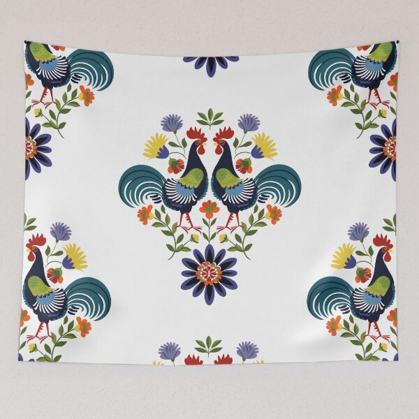 Item preview, Polish Flowers Rooster| Wycinanki | Folklore | Folk Art Blue designed and sold by xiao xuans.
