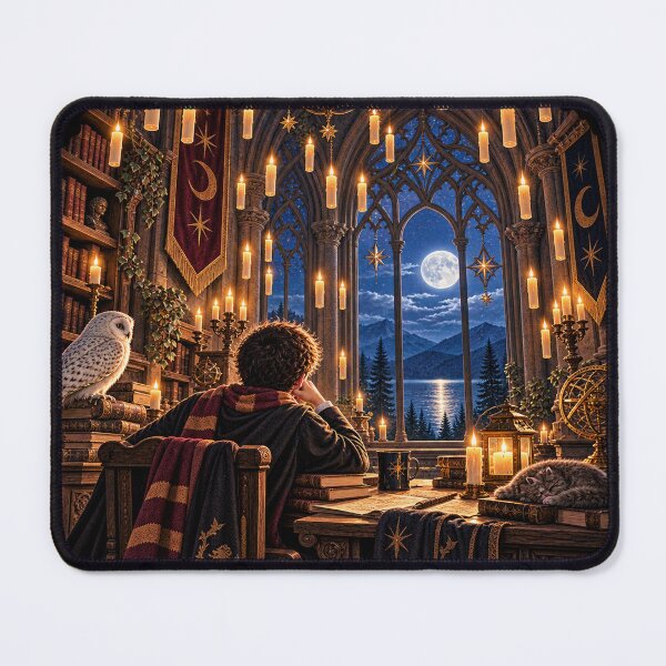 Item preview, Magical Castle Study at Night – Wizarding Fantasy designed and sold by Lumvero.