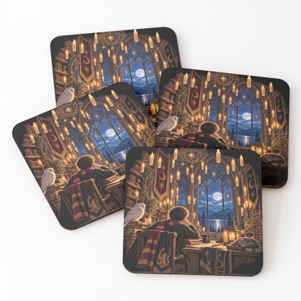 Item preview, Magical Castle Study at Night – Wizarding Fantasy designed and sold by Lumvero.