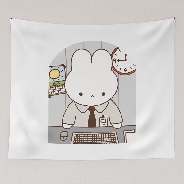 Item preview, Cute Bunny Office Worker Desk Design designed and sold by asfiyasiroi.