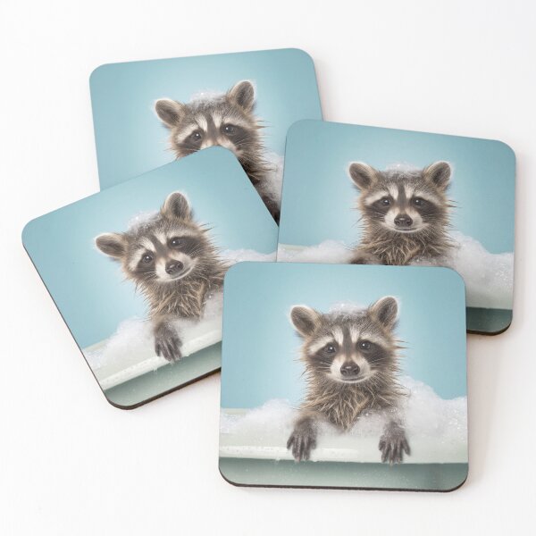 Item preview, Baby Raccoon Bubble Bath Cute Nursery Bathroom Wall Art designed and sold by LazyOwlStore.