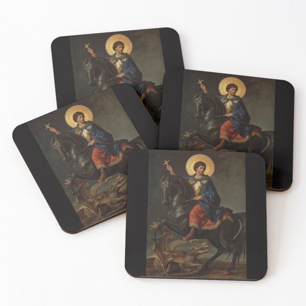 Item preview, Saint George Slaying Dragon Byzantine Gold Leaf Fine Art designed and sold by VintageManiac.