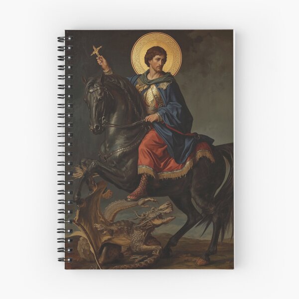 Item preview, Saint George Slaying Dragon Byzantine Gold Leaf Fine Art designed and sold by VintageManiac.