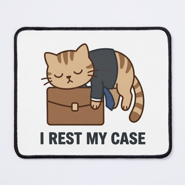 Item preview, I Rest My Case Sleeping Cat Funny Lawyer Pun Law Student Attorney Bar Exam Gift designed and sold by raedattia.