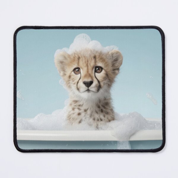 Item preview, Baby Cheetah Bubble Bath Cute Nursery Bathroom Wall Art designed and sold by LazyOwlStore.