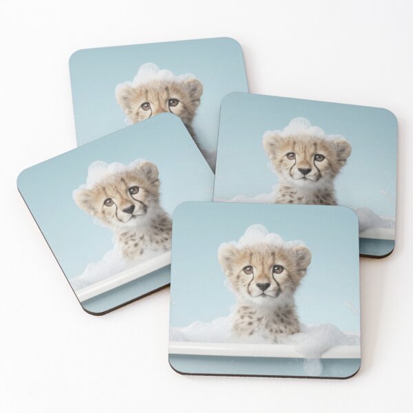 Item preview, Baby Cheetah Bubble Bath Cute Nursery Bathroom Wall Art designed and sold by LazyOwlStore.