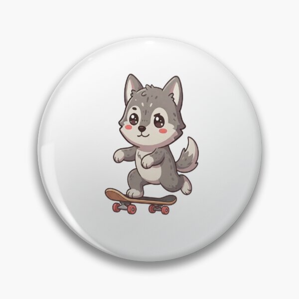 Item preview, Cute Wolf Skateboarder Riding Board designed and sold by Ella_Sketch.