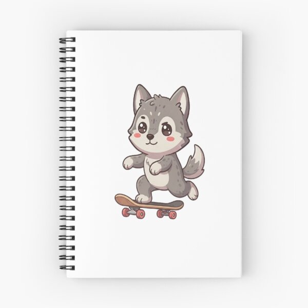 Item preview, Cute Wolf Skateboarder Riding Board designed and sold by Ella_Sketch.