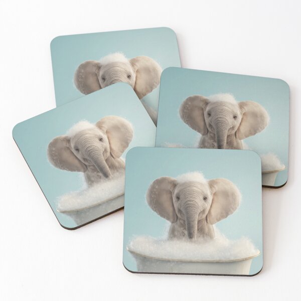 Item preview, Baby Elephant Bubble Bath Cute Nursery Bathroom Wall Art designed and sold by LazyOwlStore.