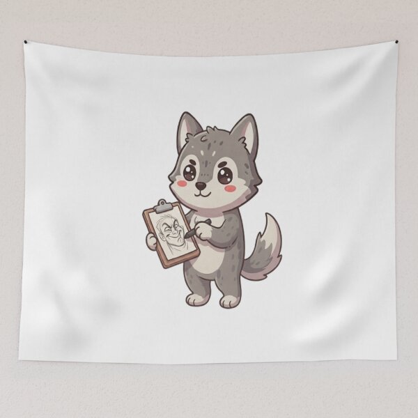 Item preview, Cute Wolf Artist Sketching Portrait designed and sold by Ella_Sketch.
