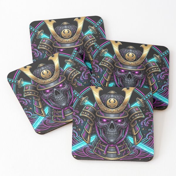 Item preview, Cyber Samurai Skull Neon Japanese Streetwear Mecha Warrior Art designed and sold by TechNexusPrints.