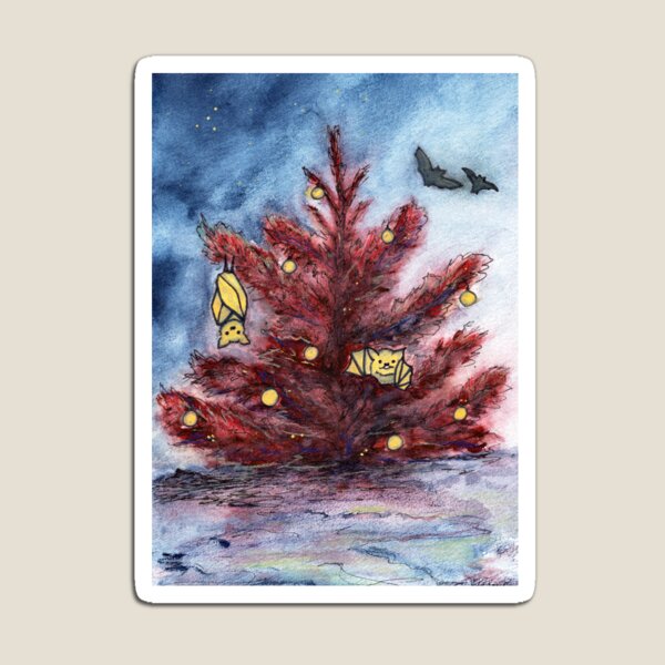 Item preview, Midnight Bats on Red Tree – Red Tree & Flying Bats for Halloween & Christmas designed and sold by TaschArt.