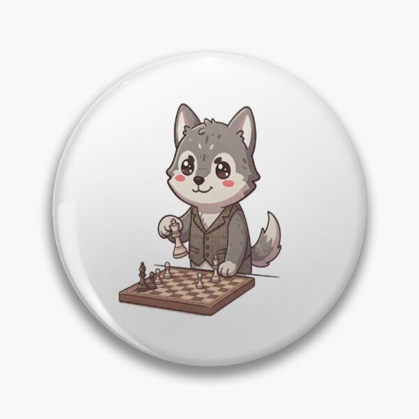 Item preview, Cute Wolf Playing Chess Game designed and sold by Ella_Sketch.