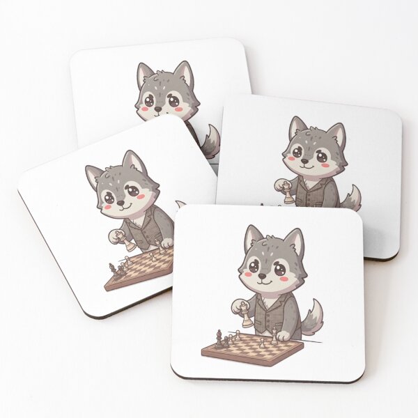 Item preview, Cute Wolf Playing Chess Game designed and sold by Ella_Sketch.