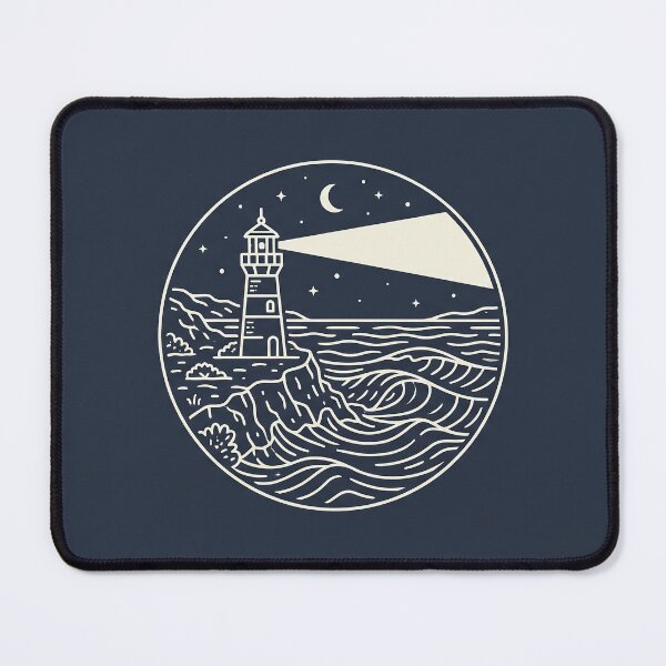 Item preview, Coastal Lighthouse on Waves - Vintage Outdoor Line Art Badge Sticker designed and sold by MissoStudio.
