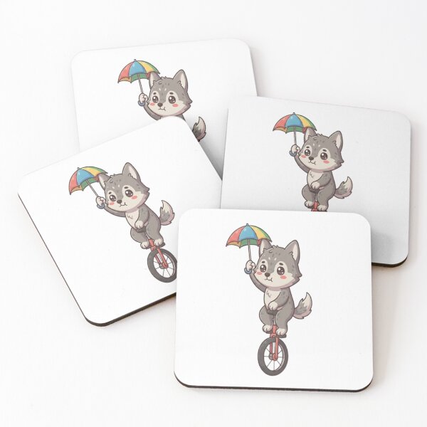 Item preview, Cute Wolf Riding Unicycle Umbrella designed and sold by Ella_Sketch.