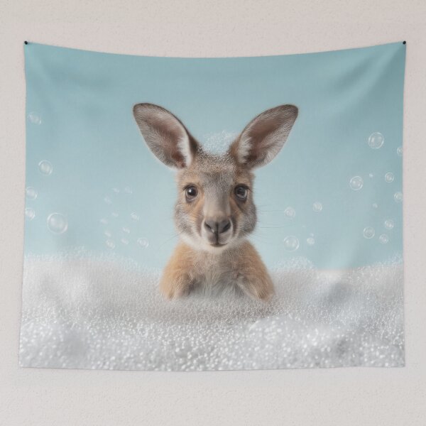 Item preview, Baby Kangaroo Bubble Bath Cute Nursery Bathroom Wall Art designed and sold by LazyOwlStore.