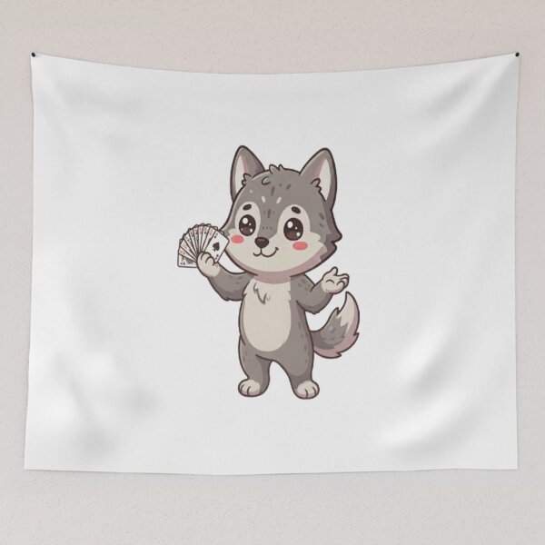 Item preview, Cute Wolf Holding Playing Cards designed and sold by Ella_Sketch.