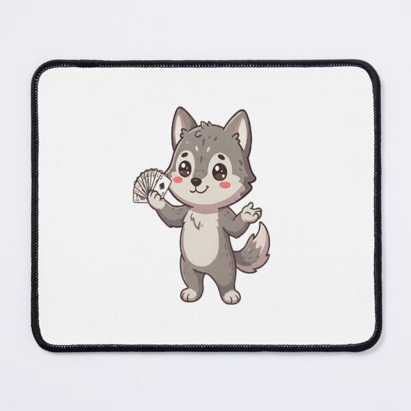 Item preview, Cute Wolf Holding Playing Cards designed and sold by Ella_Sketch.
