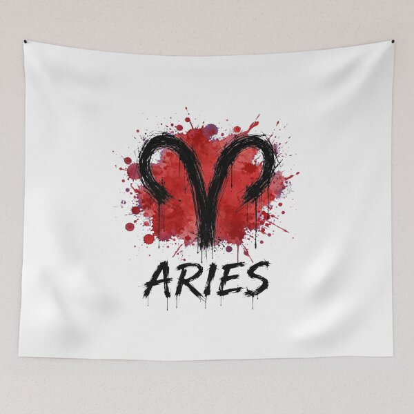 Item preview, Aries Zodiac Sign Watercolor Grunge Red Black Art designed and sold by Vibe-Vary.