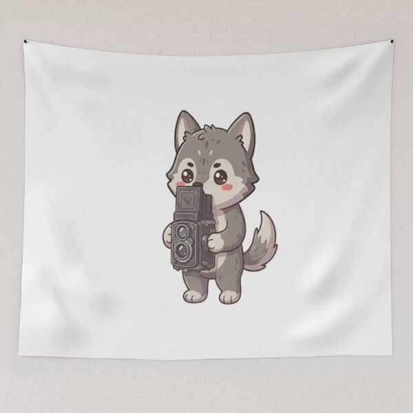 Item preview, Cute Wolf Photographer Holding Camera designed and sold by Ella_Sketch.