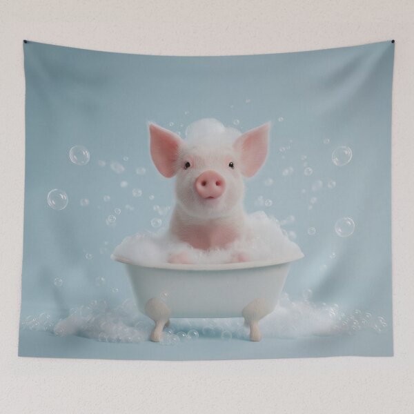Item preview, Baby Piglet Bubble Bath Cute Nursery Bathroom Wall Art designed and sold by LazyOwlStore.