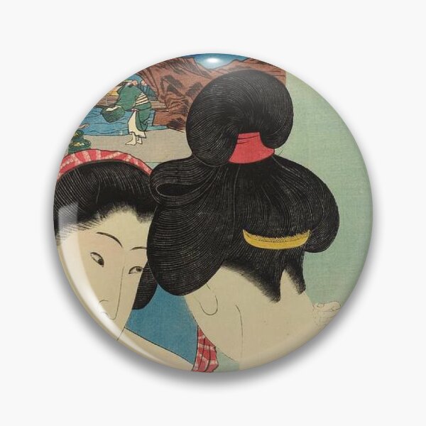 Item preview, Japanese Vintage Ukiyo-e Woman Looking in Mirror with Cat Kuniyoshi Woodblock Print designed and sold by vekotpu.