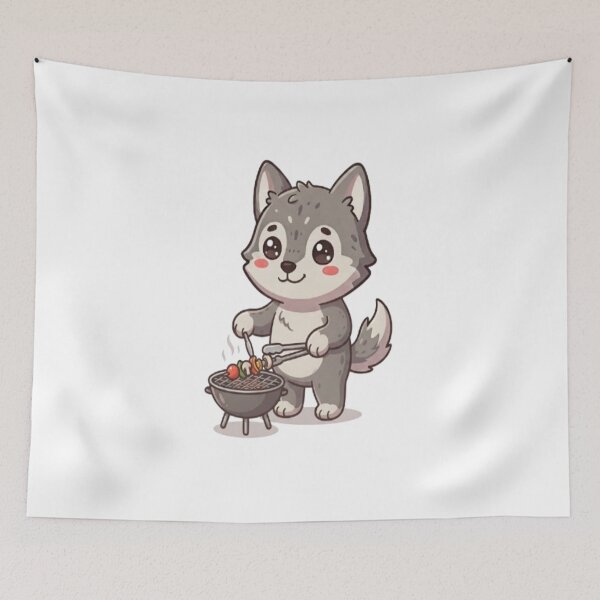 Item preview, Cute Wolf Grilling BBQ Skewer designed and sold by Ella_Sketch.