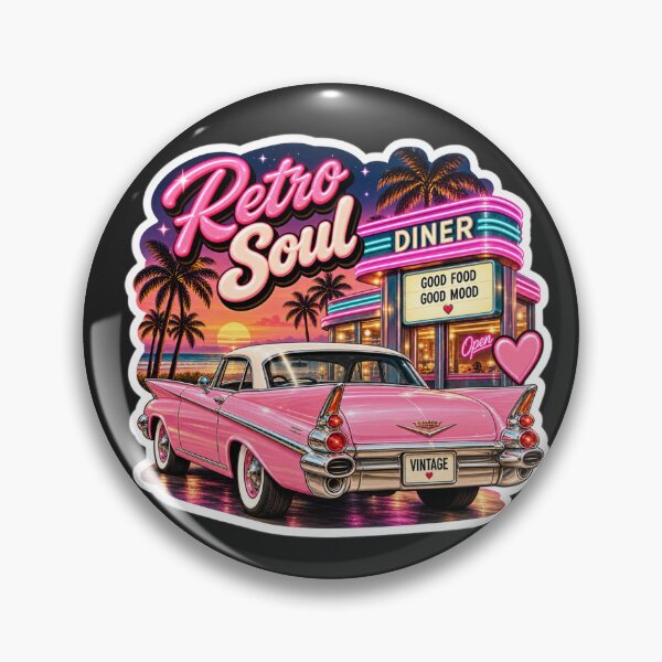 Item preview, Retro Soul Pink Vintage Car Sticker – 50s Diner, Neon Sunset & Classic Americana designed and sold by AstraDrip Studio.