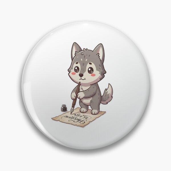 Item preview, Cute Wolf Writing Calligraphy Letter designed and sold by Ella_Sketch.