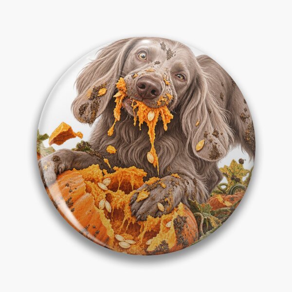 Item preview, Funny Weimaraner Eating Pumpkin designed and sold by HoldYourPoint.