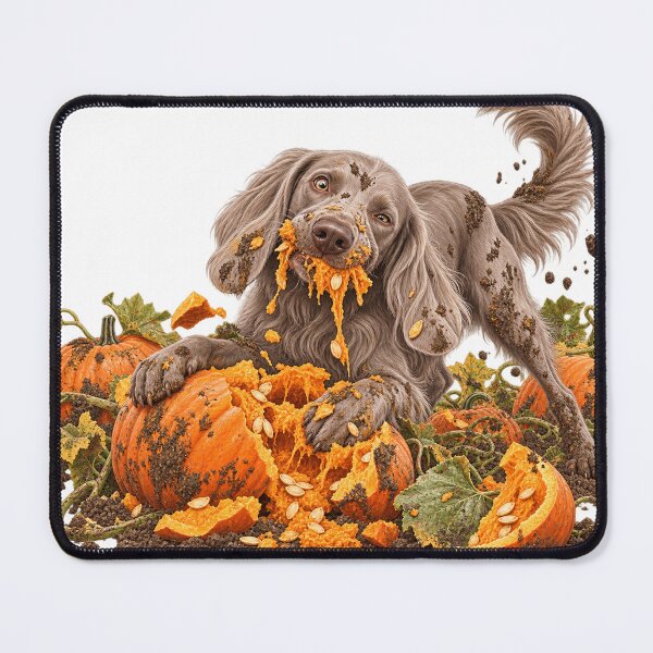 Item preview, Funny Weimaraner Eating Pumpkin designed and sold by HoldYourPoint.
