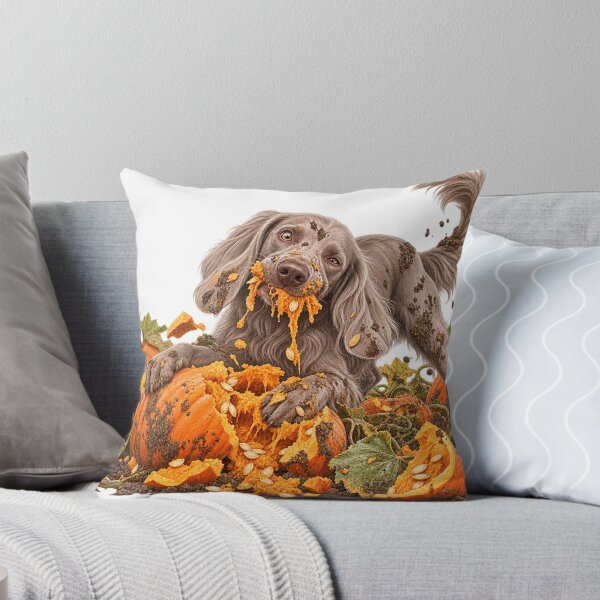 Item preview, Funny Weimaraner Eating Pumpkin designed and sold by HoldYourPoint.