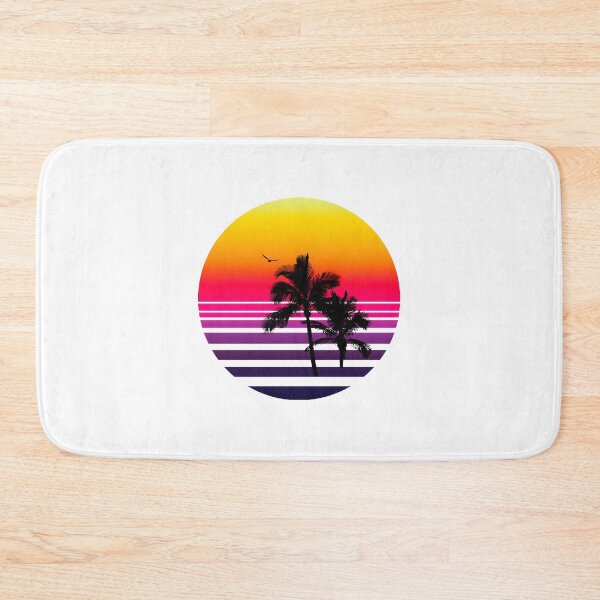 Item preview, Retro Sunset Landscape with Palm Trees and Soaring Seagull Silhouette designed and sold by CgBubble.
