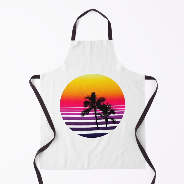 Item preview, Retro Sunset Landscape with Palm Trees and Soaring Seagull Silhouette designed and sold by CgBubble.