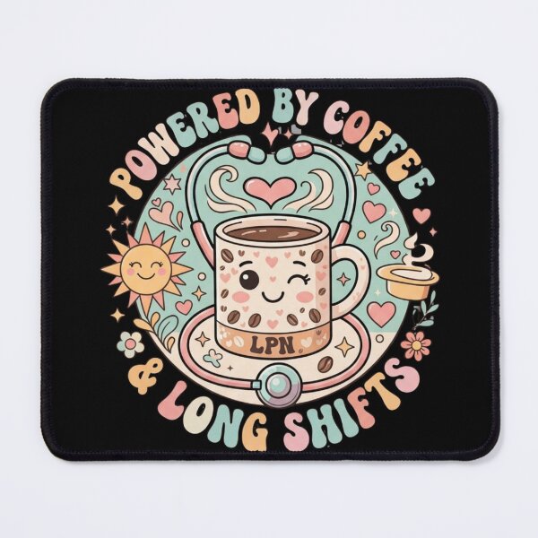 Item preview, Powered By Coffee And Night Shifts Nurse Retro Groovy Cute Coffee Mug Stethoscope Design designed and sold by KreatoLab.