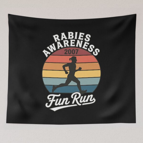 Item preview, Rabies Awareness Fun Run 2007 Retro Sunset Runner designed and sold by irasmith.