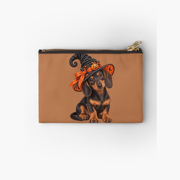 Item preview, Cute Dachshund Witch with Pumpkin Hat and Halloween Magic designed and sold by MythicMood.