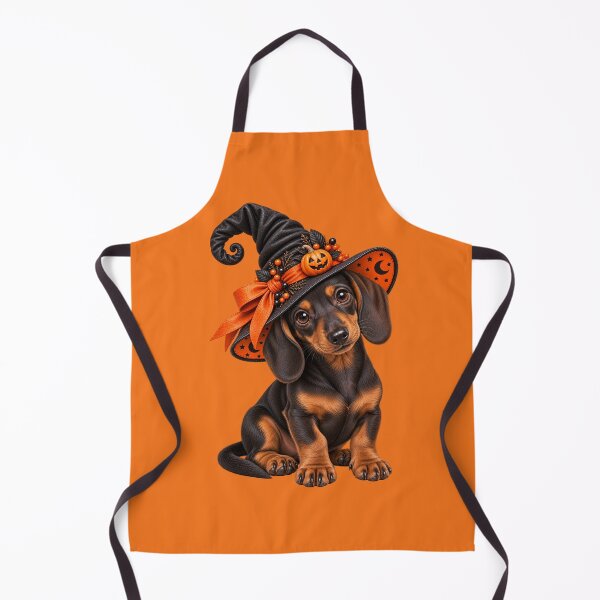 Item preview, Cute Dachshund Witch with Pumpkin Hat and Halloween Magic designed and sold by MythicMood.