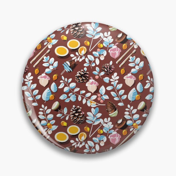 Item preview, Colorful seamless pattern of leaves and nature on a terracotta backdrop designed and sold by MiraCleAI.